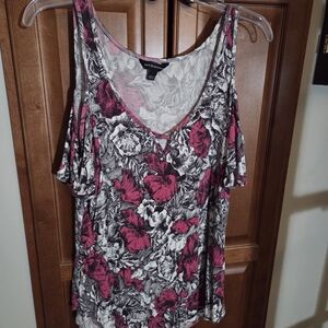 Rock & Republic Floral Pink/Black Women's Top